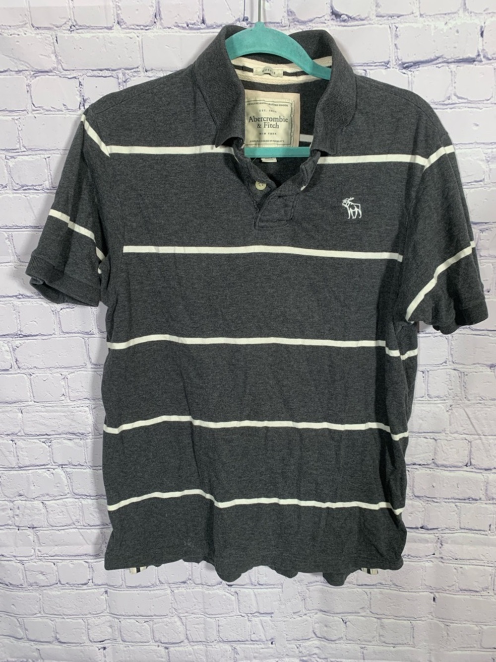 Abercrombie & Fitch Mens Y2K Muscle Striped Short Sleeve Polo Size XL 90s Casual